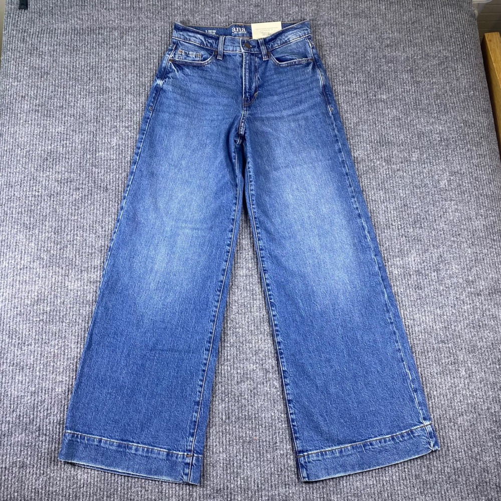 a.n.a High Rise Wide Leg Jeans Womens 2 Blue Med Retro Tint Retro Boho Chic